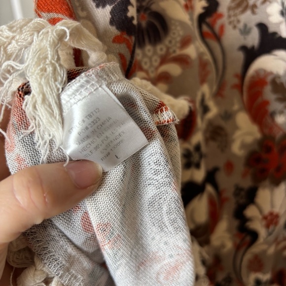 Entro vintage inspired poncho style fringed top large 60s 70s floral - Picture 9 of 12